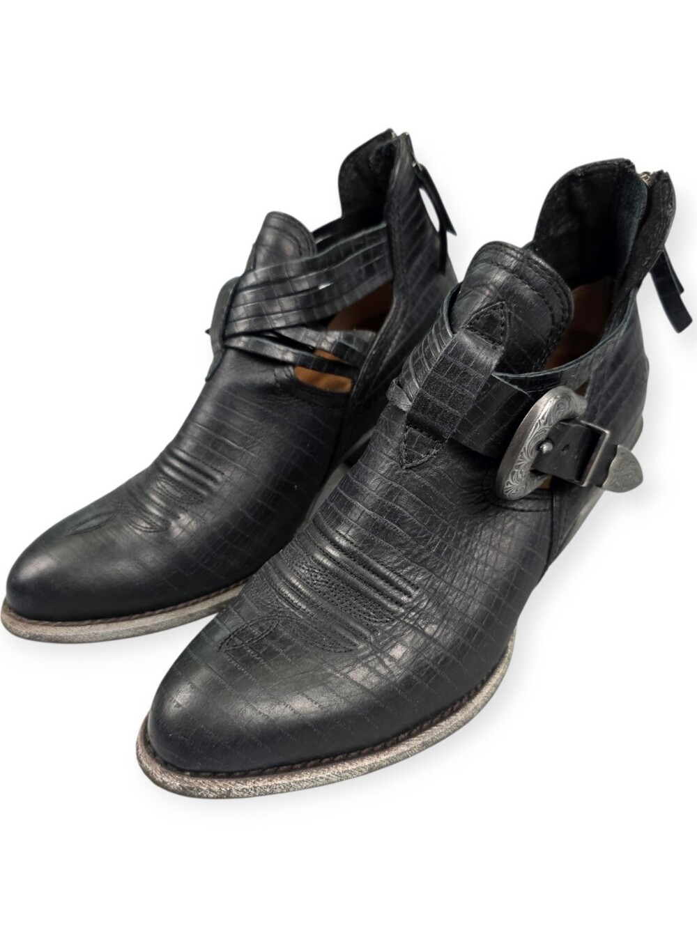 Ariat Dulce Western Ankle Boots Women's Size 9B Black Decorative Buckle 10023195